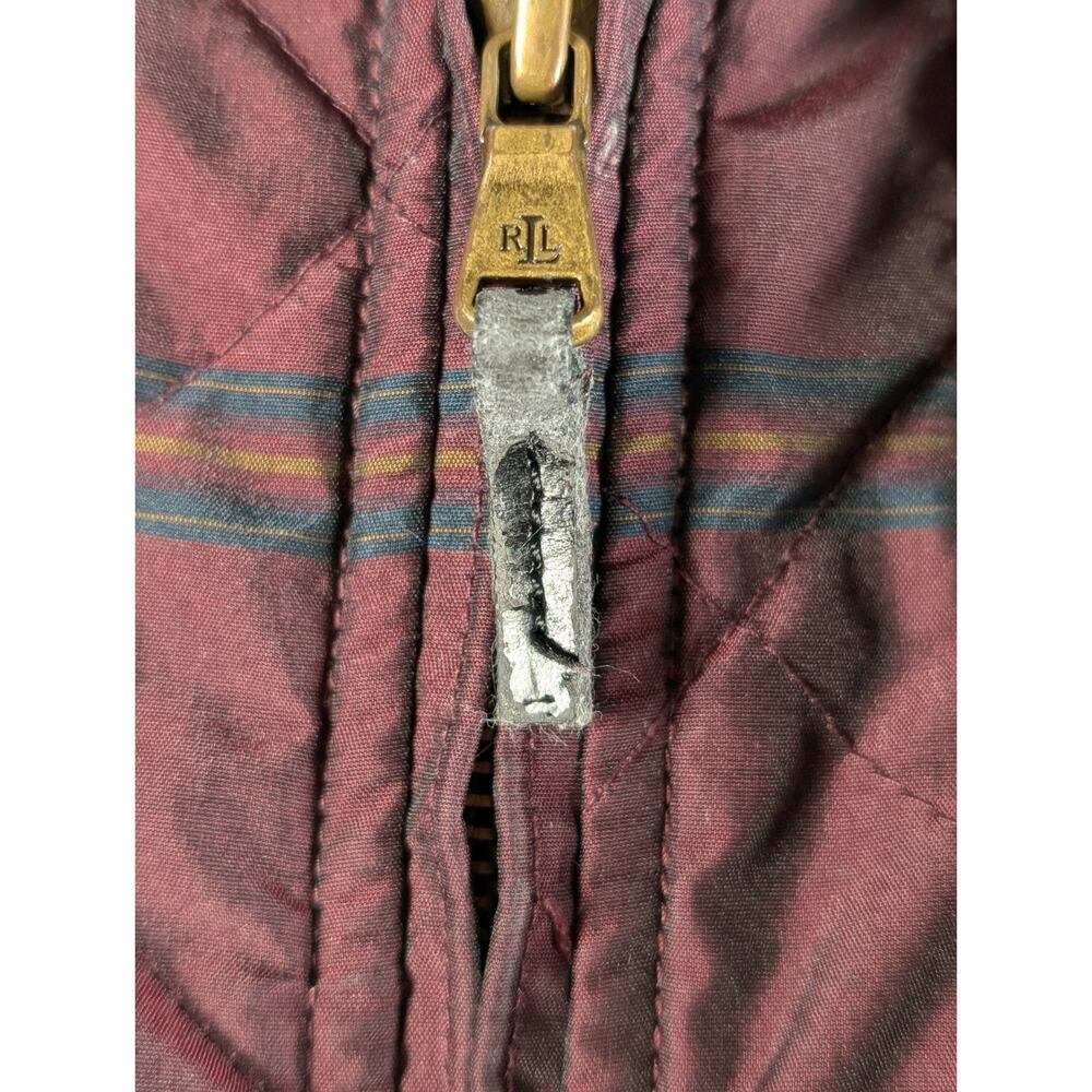 Lauren Ralph Lauren Vest Women's Med Burgundy Plaid Corduroy Trim Full Zip Y2K - Picture 6 of 9